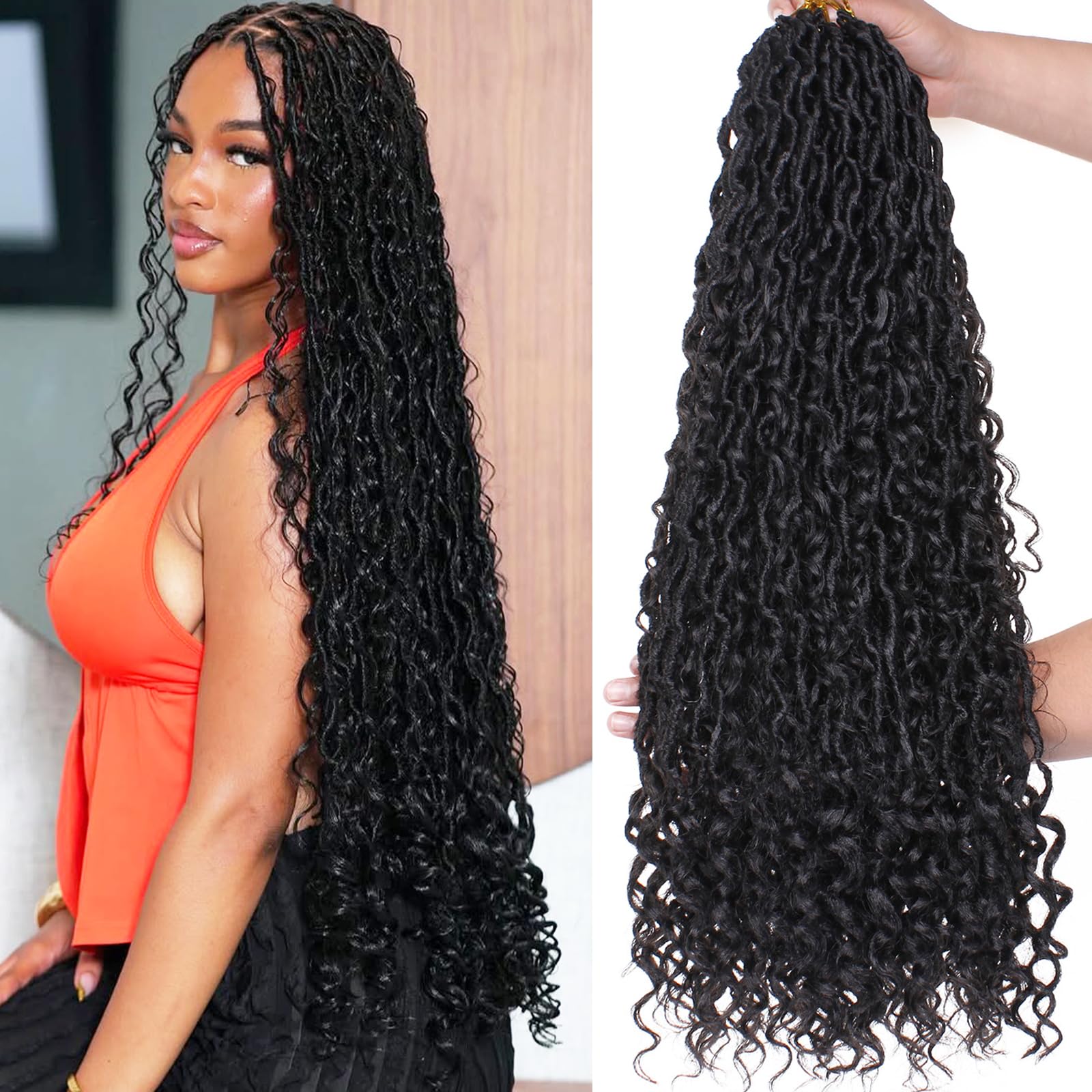 BOHEMIAN GROVE 二枚セット　デスコア Amazon.com : COOKOO 24 Inch Ginger Boho Goddess Locs Crochet Hair